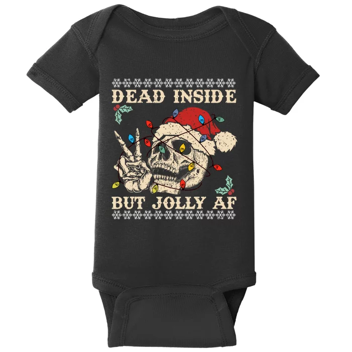 Dead Inside But Jolly Af Skeleton Santa Christmas Baby Bodysuit