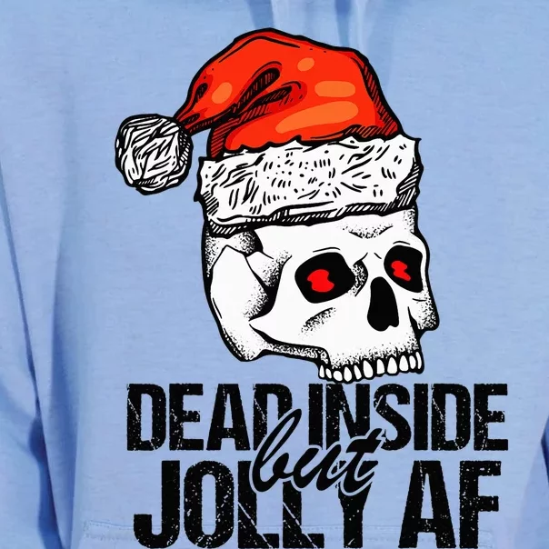 Dead Inside But Jolly Af Xmas Sarcastic Skeleton Skull Unisex Surf Hoodie