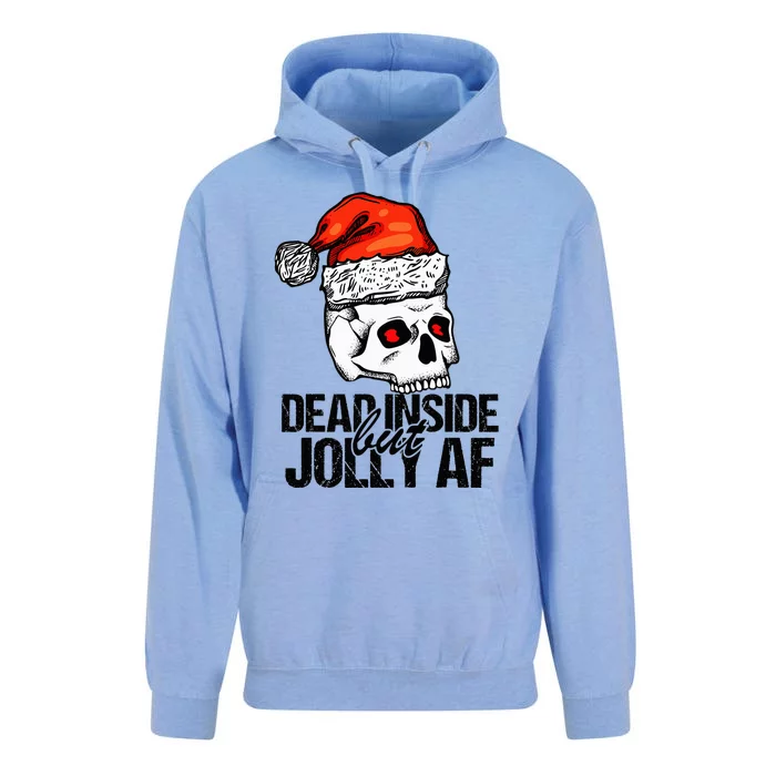 Dead Inside But Jolly Af Xmas Sarcastic Skeleton Skull Unisex Surf Hoodie