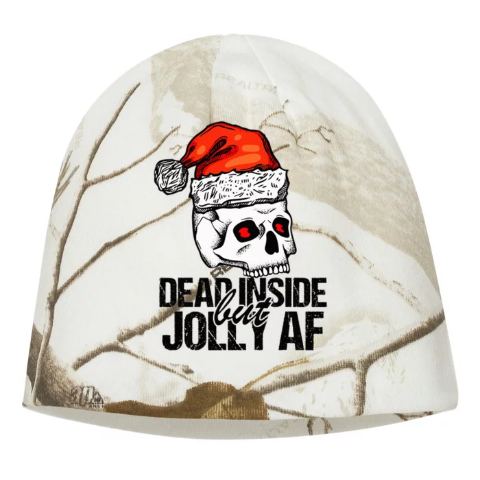 Dead Inside But Jolly Af Xmas Sarcastic Skeleton Skull Kati - Camo Knit Beanie