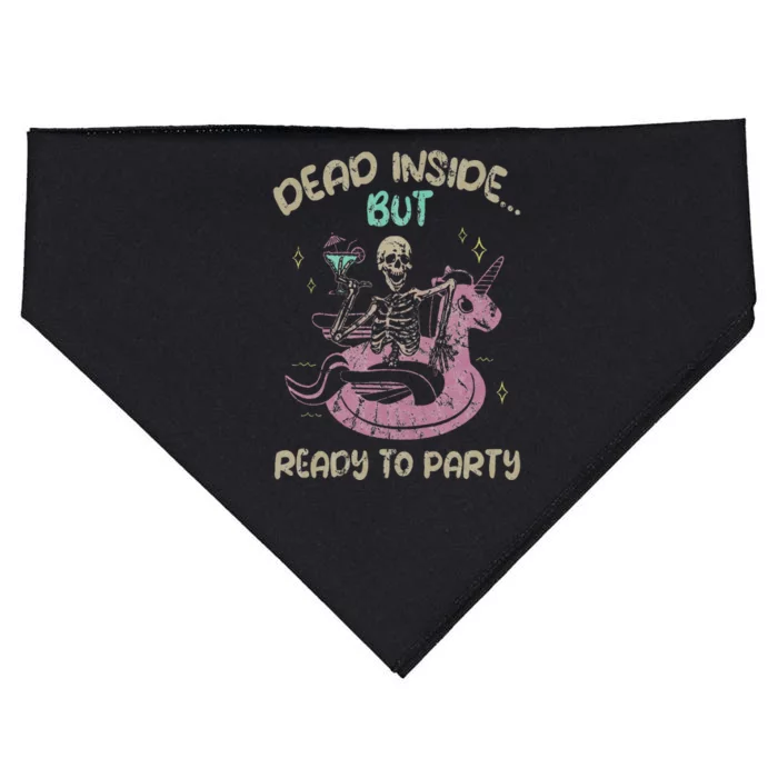 Dead Inside But Ready To Party Skeleton Chilling USA-Made Doggie Bandana