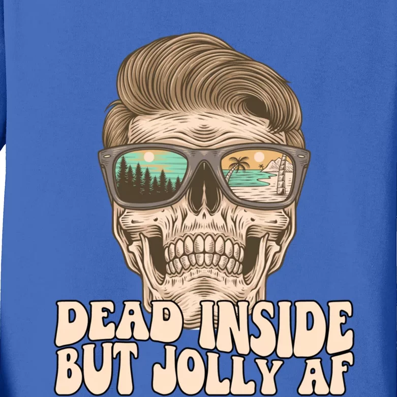 Dead Inside But Jolly Af Christmas Great Gift Kids Long Sleeve Shirt