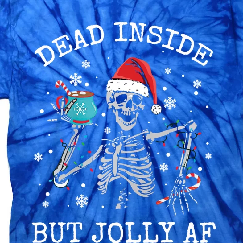 Dead Inside But Jolly Af Coffee Ing Christmas Light Gift Tie-Dye T-Shirt