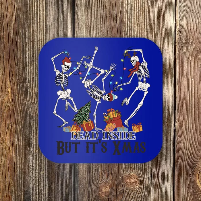 Dead Inside But ItS Xmas Dancing Christmas Skeletons Gift Coaster