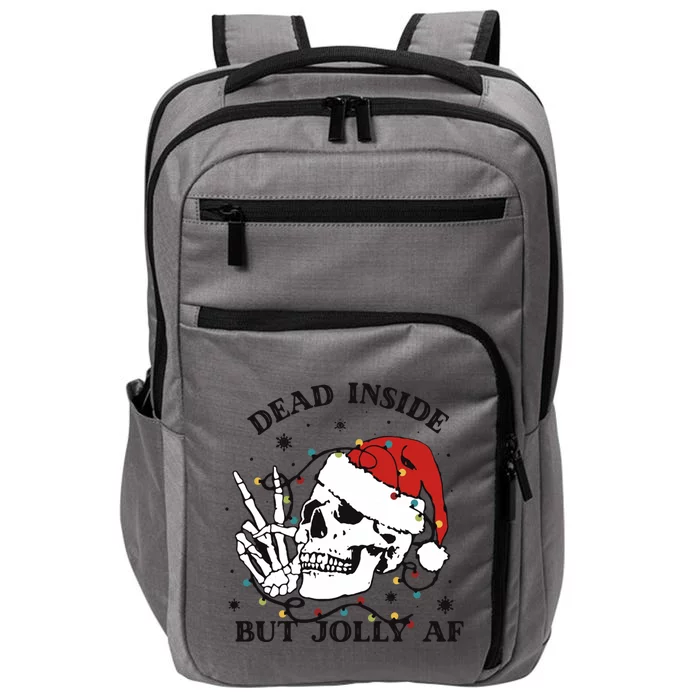 Dead Inside But Jolly Af Funny Christmas Design Gift Impact Tech Backpack