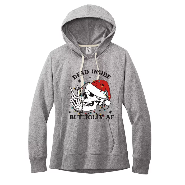 Dead Inside But Jolly Af Funny Christmas Design Gift Women's Fleece Hoodie