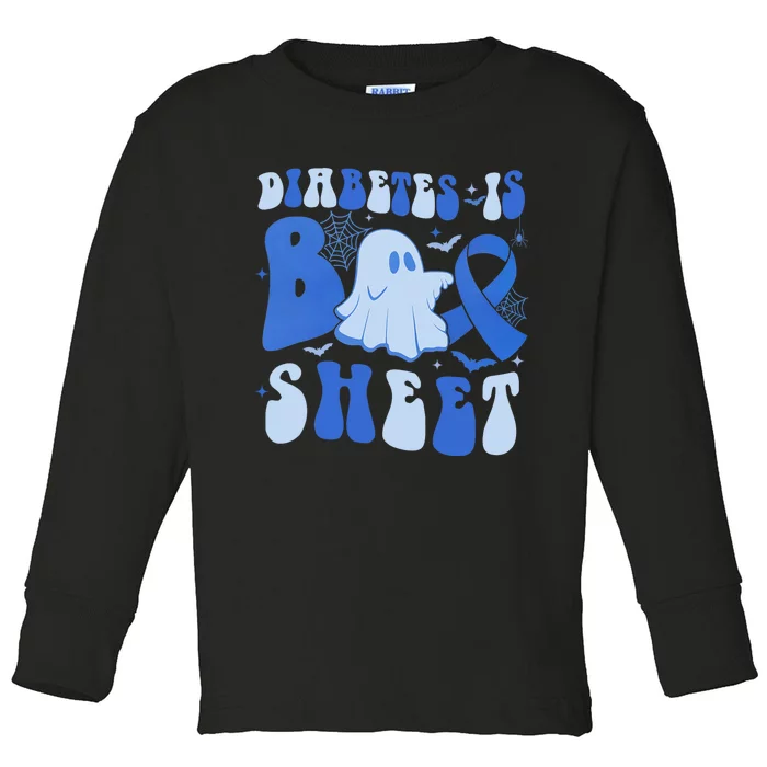 Diabetes Is Boo Sheet Halloween ghost Diabetes awareness Toddler Long Sleeve Shirt