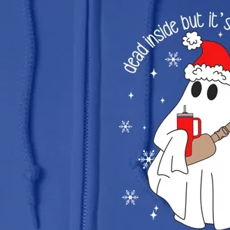 Dead Inside But ItS Christmas Retro Boojee Funny Ghost Gift Full Zip Hoodie