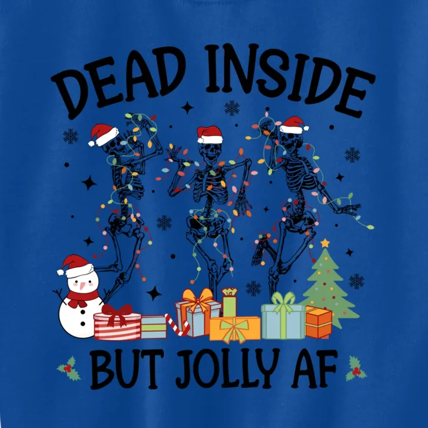 Dead Inside But Jolly Af Dancing Skeleton Graphic Christmas Gift Kids Sweatshirt