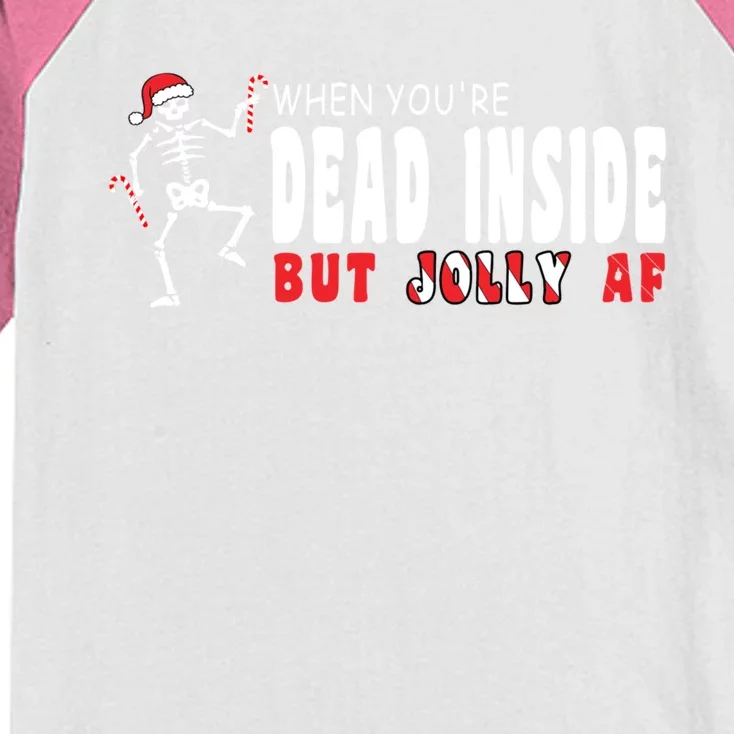 Dead Inside But Jolly Af Funny Christmas Meaningful Gift Kids Colorblock Raglan Jersey