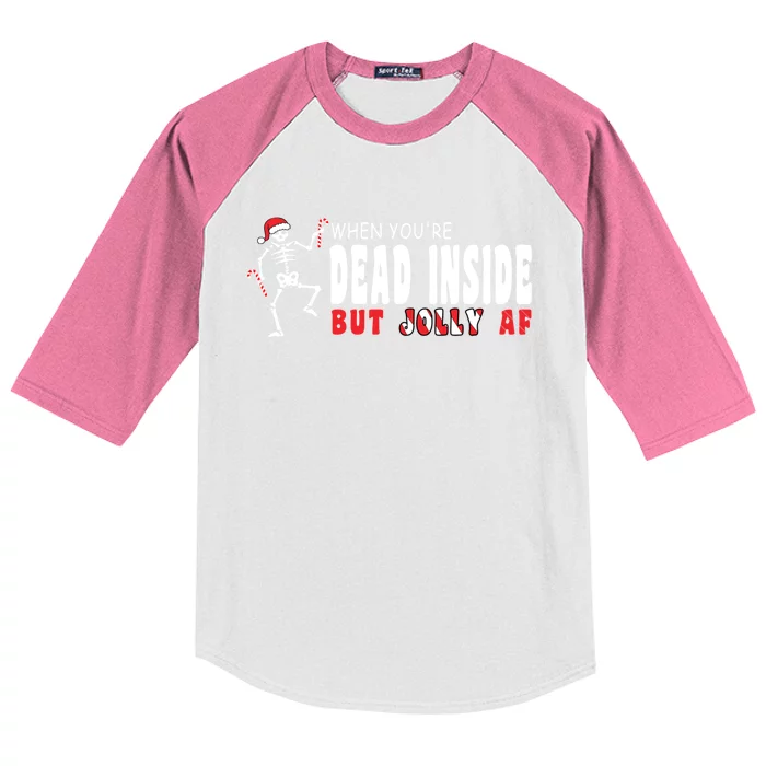 Dead Inside But Jolly Af Funny Christmas Meaningful Gift Kids Colorblock Raglan Jersey