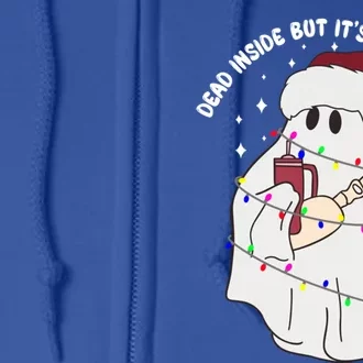 Dead Inside But It’S Christmas Boojee Ghost Stanley Tumbler Gift Full Zip Hoodie