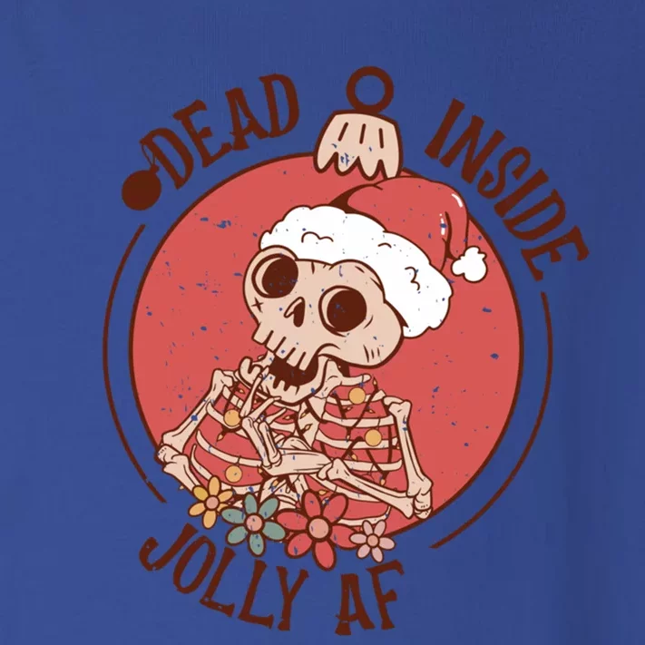 Dead Inside But Jolly Af Funny Christmas Skeleton Funny Gift Toddler Long Sleeve Shirt