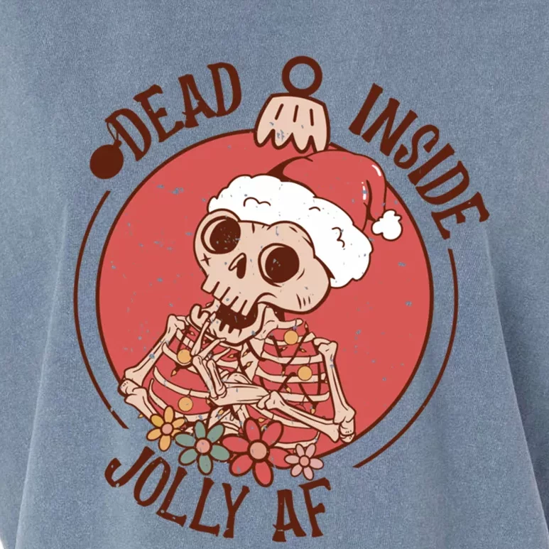 Dead Inside But Jolly Af Funny Christmas Skeleton Funny Gift Garment-Dyed Women's Muscle Tee