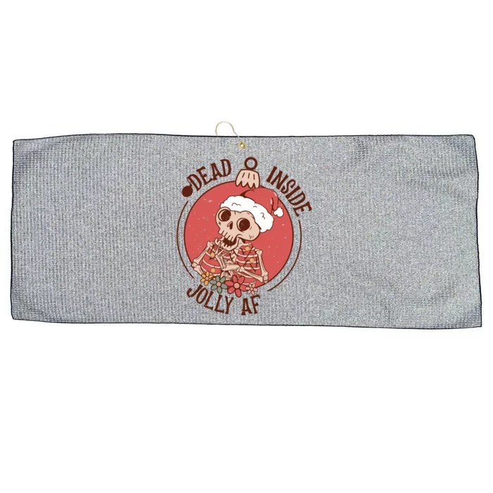 Dead Inside But Jolly Af Funny Christmas Skeleton Funny Gift Large Microfiber Waffle Golf Towel