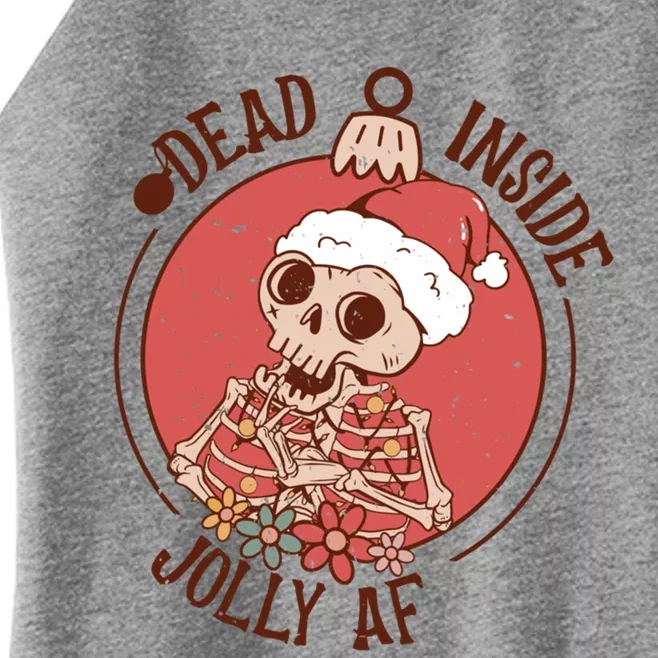 Dead Inside But Jolly Af Funny Christmas Skeleton Funny Gift Women’s Perfect Tri Rocker Tank