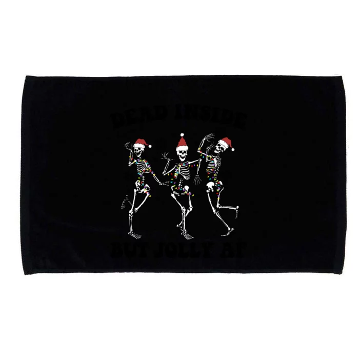 Dead Inside But Jolly Af Dancing Skeletons Merry Xmas Funny Gift Microfiber Hand Towel