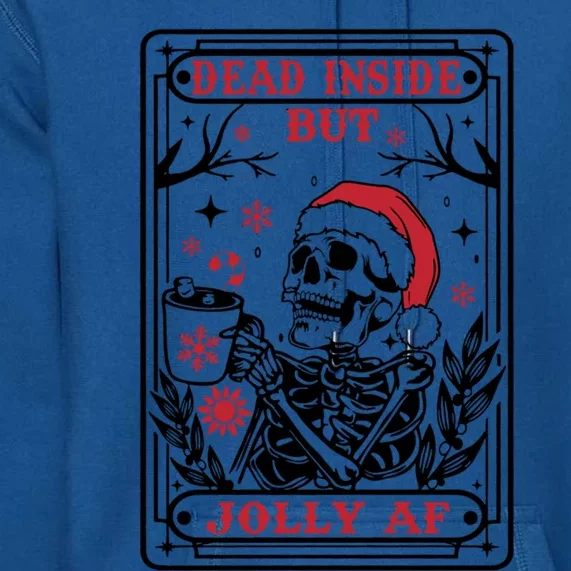 Dead Inside But Jolly Af Tarot Card Santa Skeleton Christmas Funny Gift Premium Hoodie