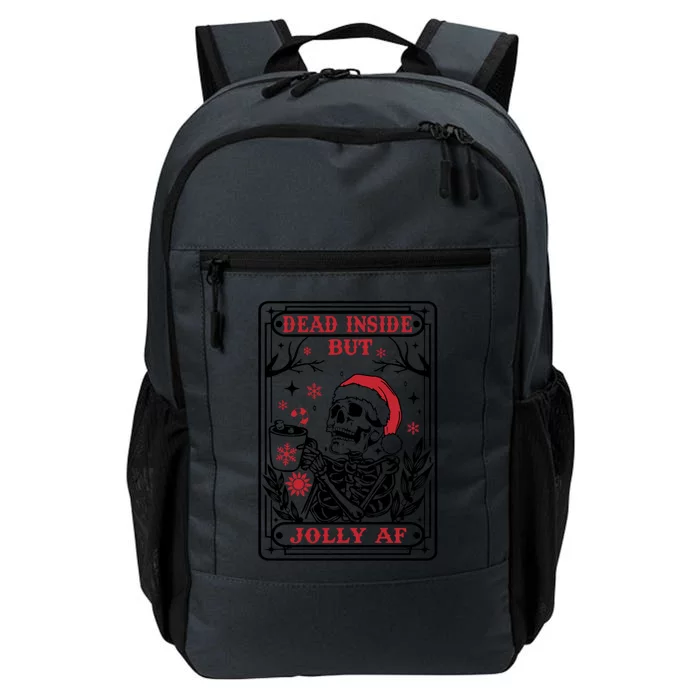 Dead Inside But Jolly Af Tarot Card Santa Skeleton Christmas Funny Gift Daily Commute Backpack