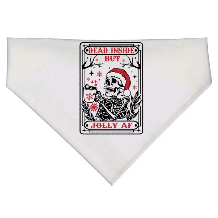 Dead Inside But Jolly Af Tarot Card Santa Skeleton Christmas Funny Gift USA-Made Doggie Bandana