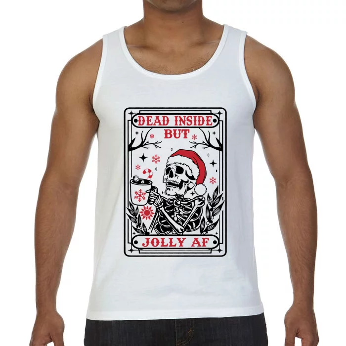 Dead Inside But Jolly Af Tarot Card Santa Skeleton Christmas Funny Gift Comfort Colors® Tank Top