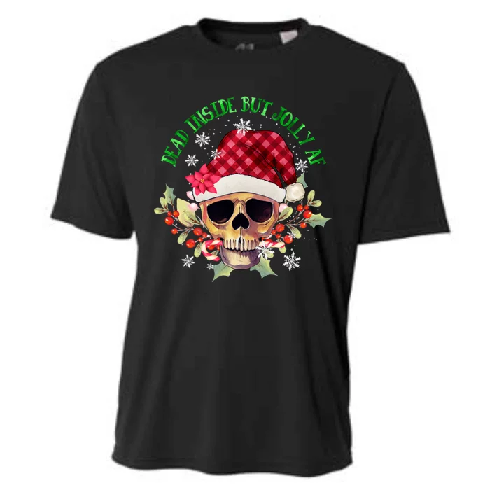 Dead Inside But Jolly Af Funny Christmas Skeleton Sarcastic Cute Gift Cooling Performance Crew T-Shirt