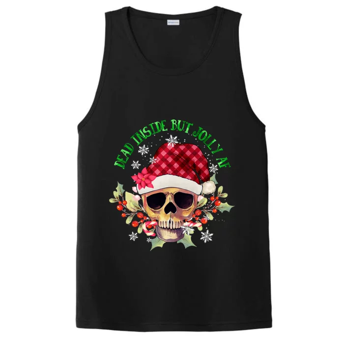 Dead Inside But Jolly Af Funny Christmas Skeleton Sarcastic Cute Gift Performance Tank