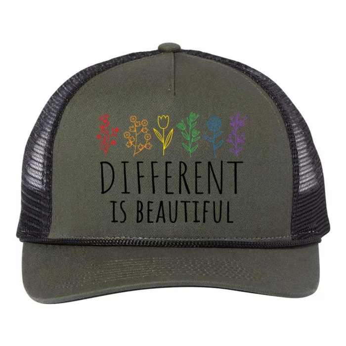 Different Is Beautiful Autism Awareness Acceptance Adhd Meaningful Gift Retro Rope Trucker Hat Cap