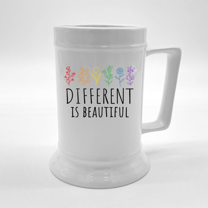 Different Is Beautiful Autism Awareness Acceptance Adhd Meaningful Gift Front & Back Beer Stein