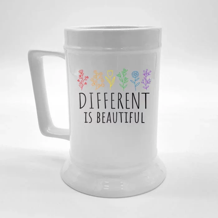 Different Is Beautiful Autism Awareness Acceptance Adhd Meaningful Gift Front & Back Beer Stein