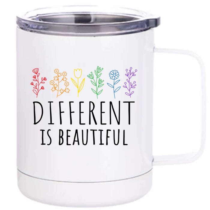 Different Is Beautiful Autism Awareness Acceptance Adhd Meaningful Gift Front & Back 12oz Stainless Steel Tumbler Cup