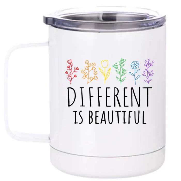 Different Is Beautiful Autism Awareness Acceptance Adhd Meaningful Gift Front & Back 12oz Stainless Steel Tumbler Cup