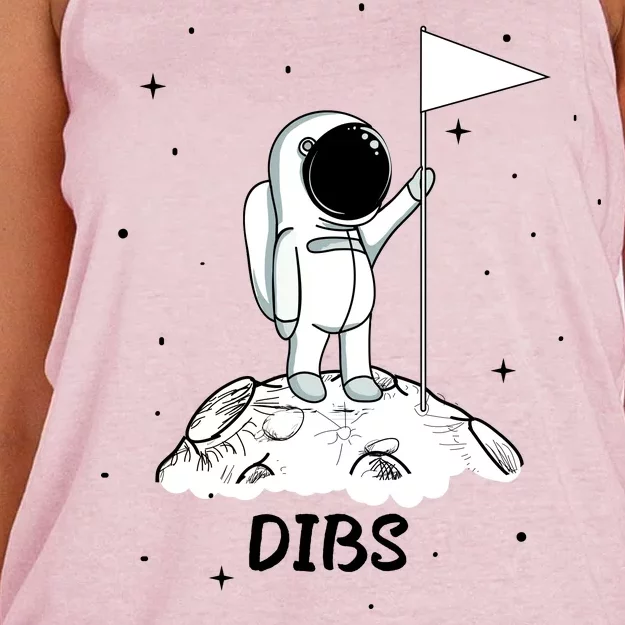 Dibs Flag On Moon Astronaut Women's Knotted Racerback Tank