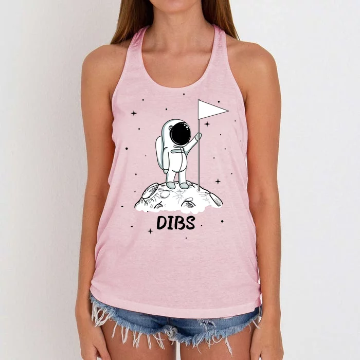 Dibs Flag On Moon Astronaut Women's Knotted Racerback Tank