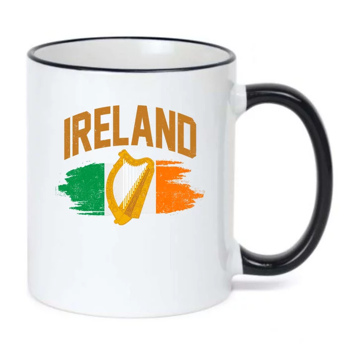 Distressed Ireland Coat Of Arms Harp Flag Black Color Changing Mug