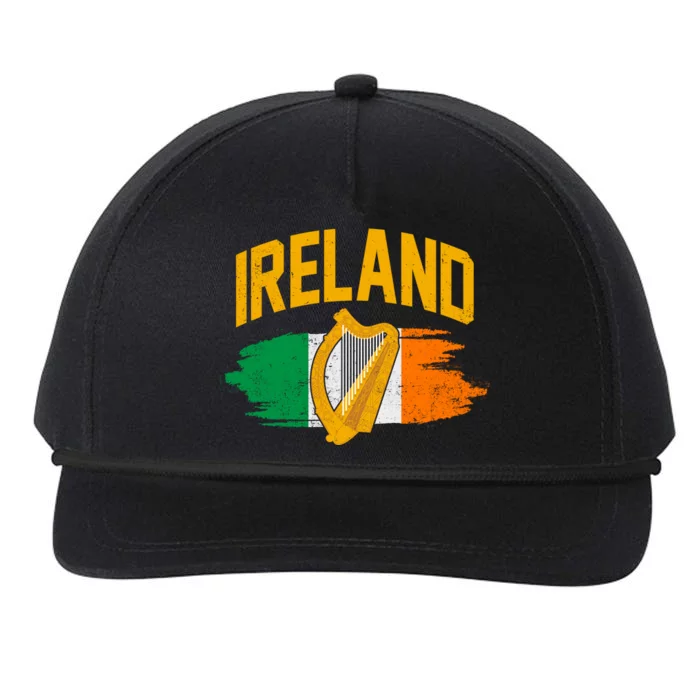 Distressed Ireland Coat Of Arms Harp Flag Snapback Five-Panel Rope Hat