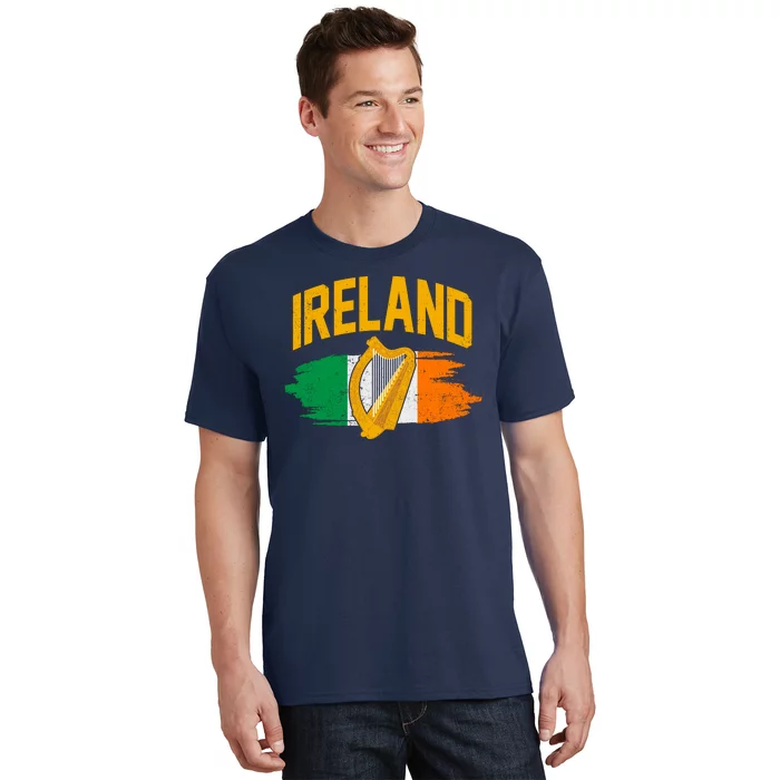 Distressed Ireland Coat Of Arms Harp Flag T-Shirt