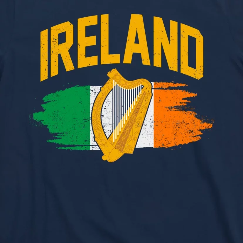 Distressed Ireland Coat Of Arms Harp Flag T-Shirt