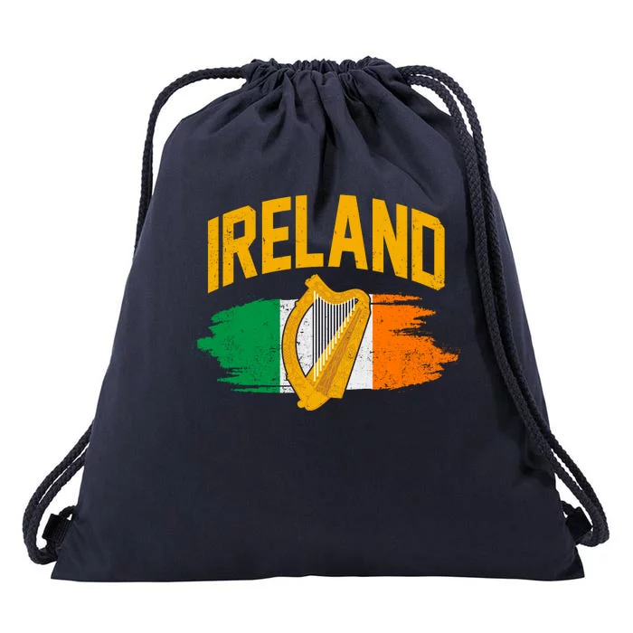 Distressed Ireland Coat Of Arms Harp Flag Drawstring Bag