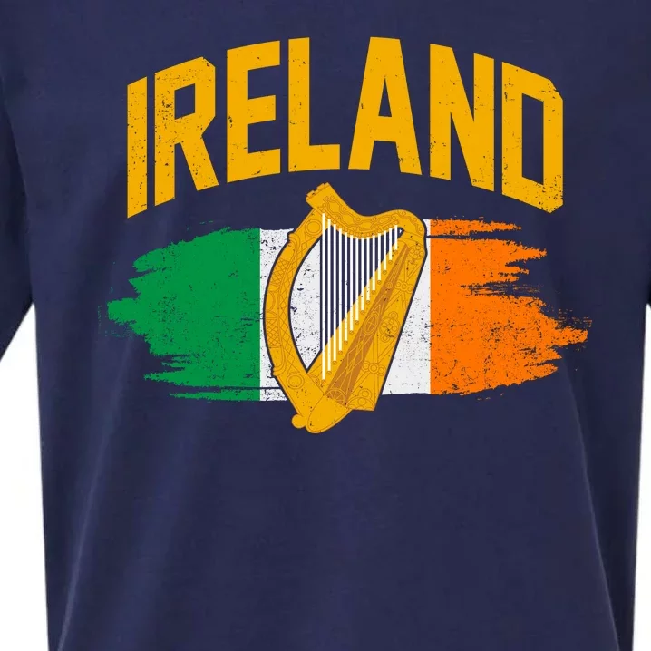 Distressed Ireland Coat Of Arms Harp Flag Sueded Cloud Jersey T-Shirt