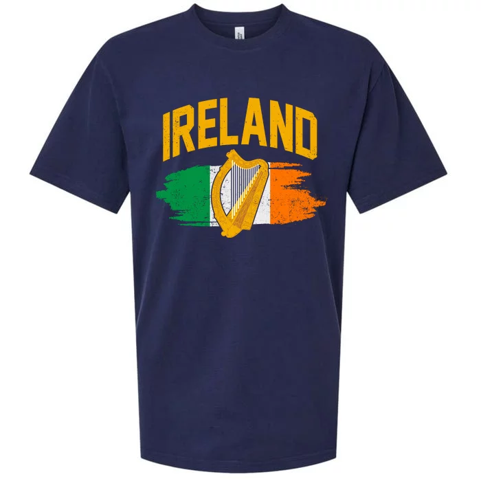 Distressed Ireland Coat Of Arms Harp Flag Sueded Cloud Jersey T-Shirt