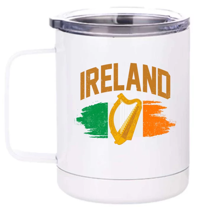 Distressed Ireland Coat Of Arms Harp Flag Front & Back 12oz Stainless Steel Tumbler Cup