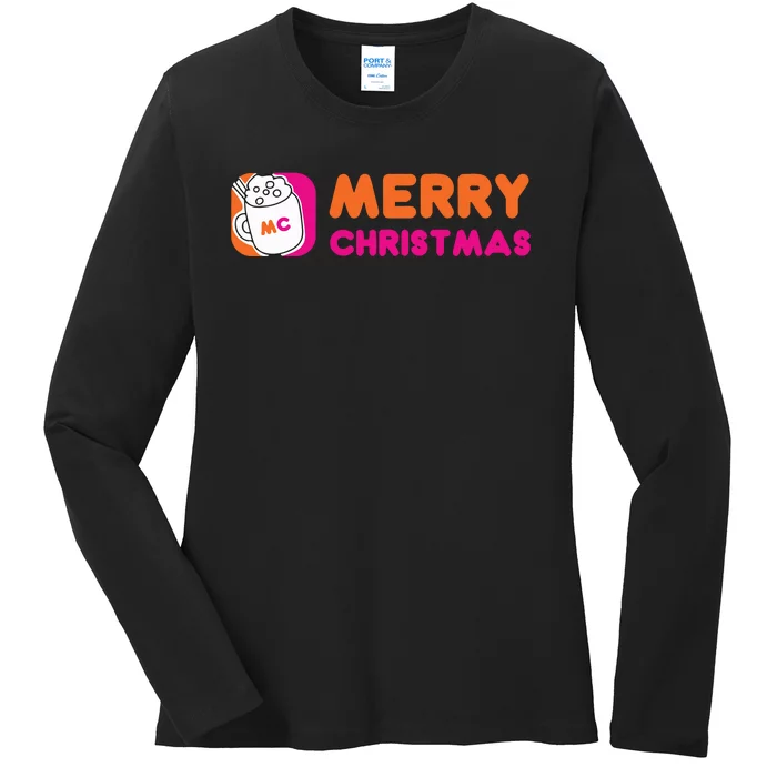 Dunkin Inspired Christmas Ladies Long Sleeve Shirt