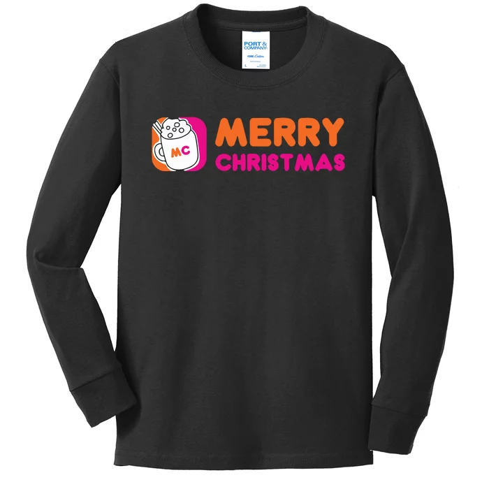 Dunkin Inspired Christmas Kids Long Sleeve Shirt