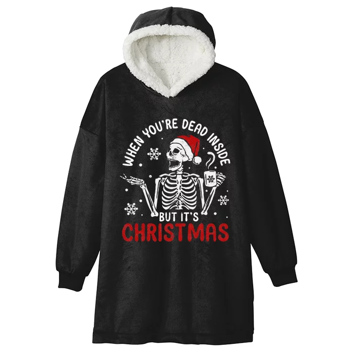 Dead Inside Christmas Skeleton Retro Xmas Gift Hooded Wearable Blanket