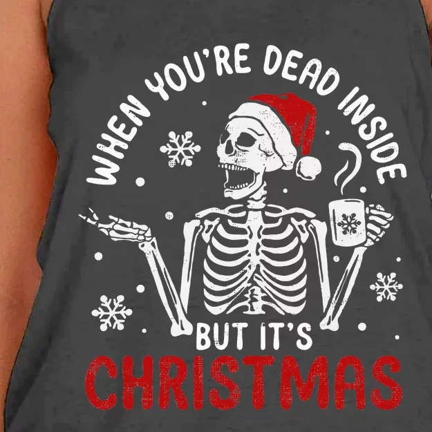 Dead Inside Christmas Skeleton Retro Xmas Gift Women's Knotted Racerback Tank