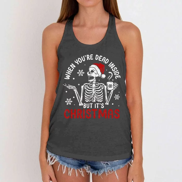 Dead Inside Christmas Skeleton Retro Xmas Gift Women's Knotted Racerback Tank