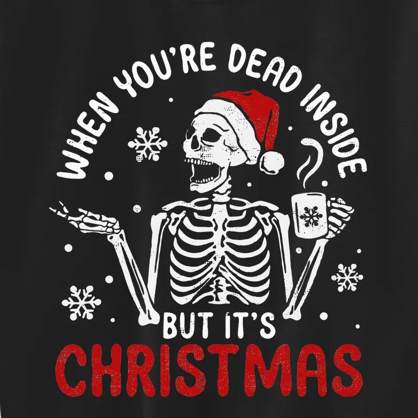 Dead Inside Christmas Skeleton Retro Xmas Gift Kids Sweatshirt