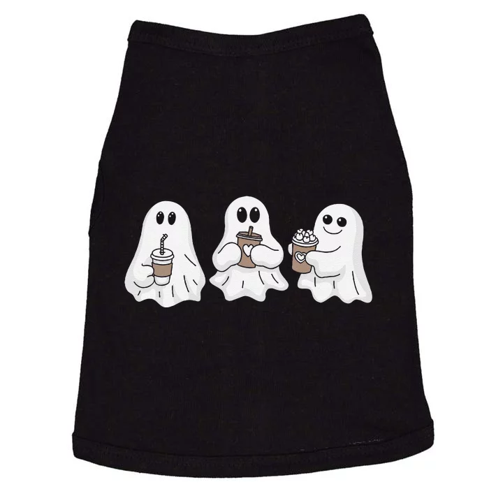 Drinking Ice Coffee Latte Beverage Ghost Halloween Doggie Tank