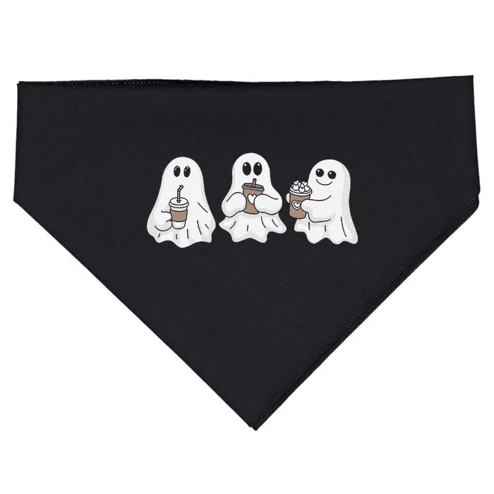 Drinking Ice Coffee Latte Beverage Ghost Halloween USA-Made Doggie Bandana